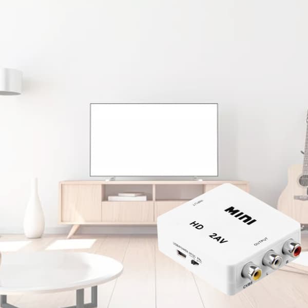 Multifunktionel HDMI-kompatibel til AV 3Rca til Scaler Adapter Video Composite Converter Mini Converter Box Black