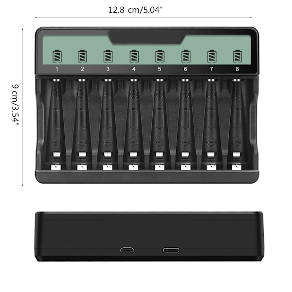 Snabbladdare Avancerad 8-slots Batteriladdare Passar för AAA AA Batterier