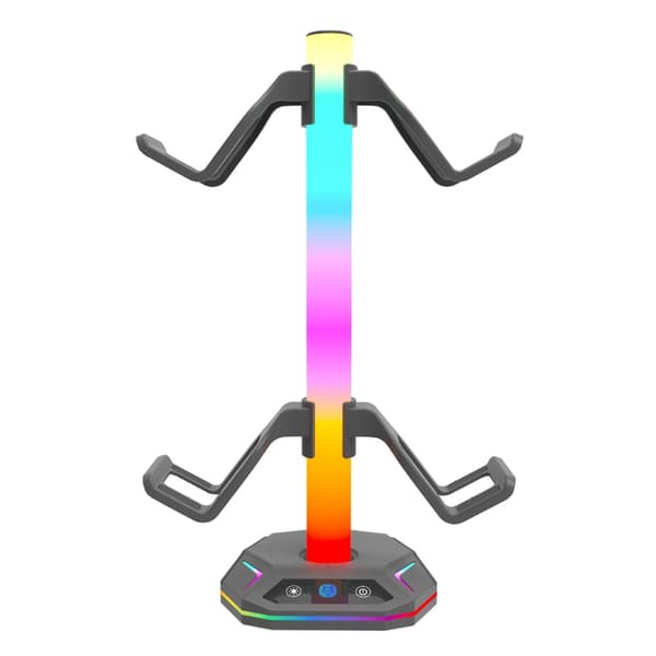 Desktop Gaming Stand med LED Lys Rack til Controller og Headset Opbevaring