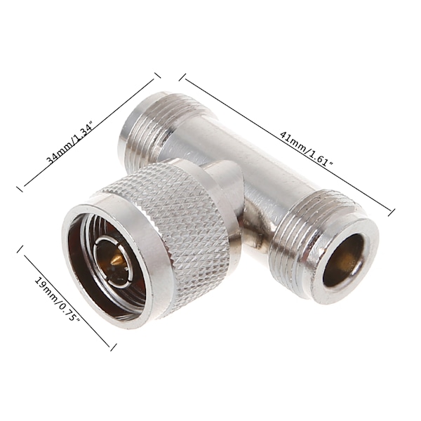 T-formad N-hane till 2 N-hona Trippel RF-kontakt 3-vägs Koaxialadapter