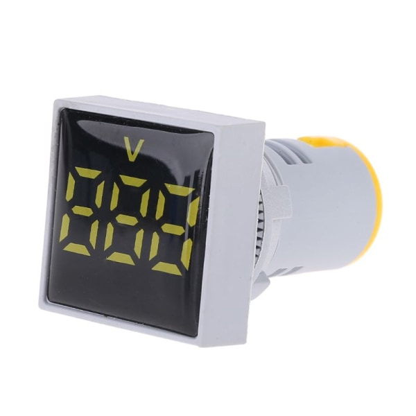 Square Voltmeter AC 20-500V Volt Meter Panel LED Digital spänningsindikatorlampa 22mm Vit/Röd/Blå/Gul/Grön Yellow