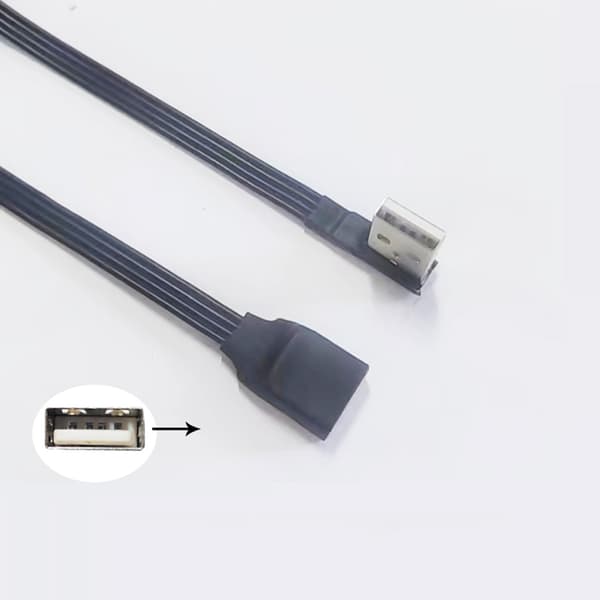 90° vinklad USB 2.0 förlängningskabel hane till hona stöder laddning och dataöverföring 5cm USB side Up
