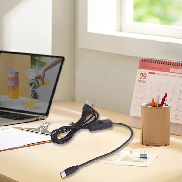 USB-kabel med strömbrytare 5V3A Typ-C till USB A Laddningskabel för Raspberry Pi 4B Black