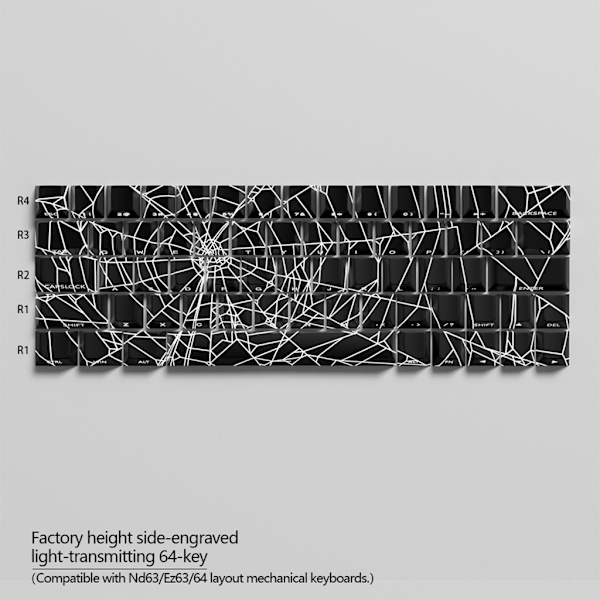 64/74 Taster Translucent Spiders Web Keycap Original Profil Side Print Backlit Key 64 keys