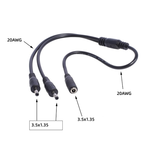 3,5 mm x 1,35 mm DC Barrel Plug Splitter Adapterkabel för Ansiktsrengörare LED null - One point two