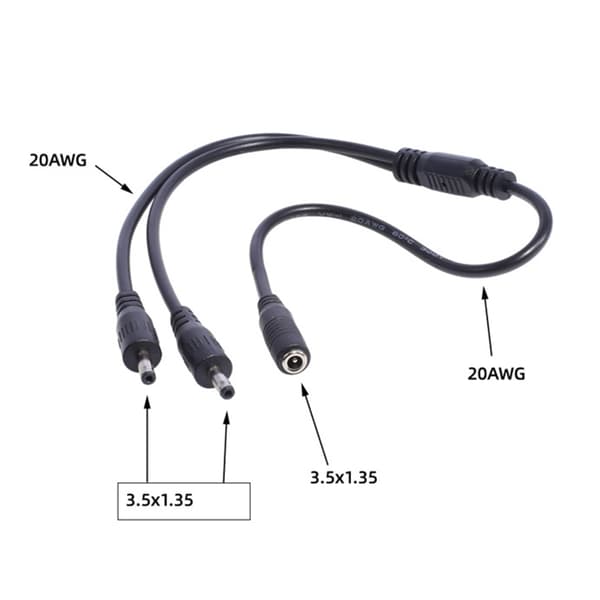 3,5 mm x 1,35 mm DC-fatplugg-splitteradapterkabel for ansiktsrensere LED null - One point two