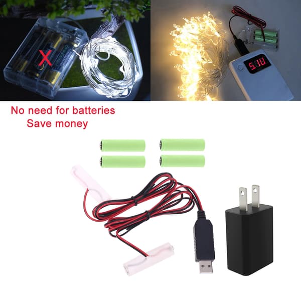 Universal AA-batterieliminator US-strömkabel ersätter 1x-4x AA-batteri B