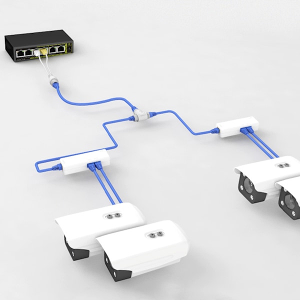 POE-delarekabel POE-separator 2-i-1 nätverkskabelkontakt Trefas RJ45