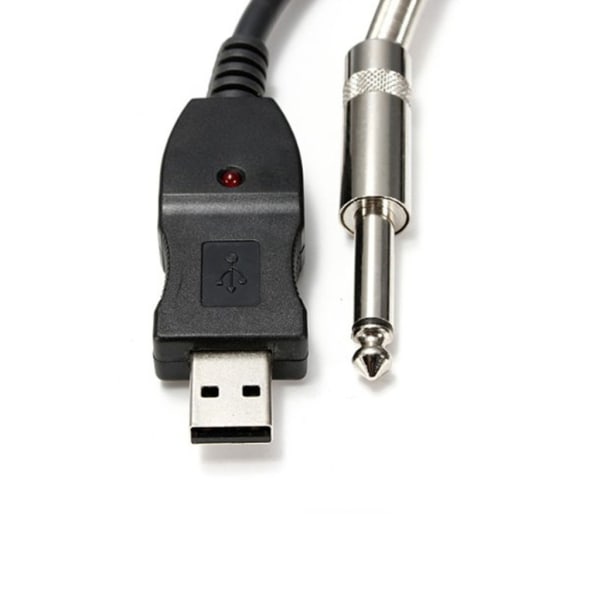 Lättvikts USB -gitarrkabel USB hane till 6,35 mm 1/4 tums anslutningssladd för hemmastudior, liveframträdanden gitarrsladd