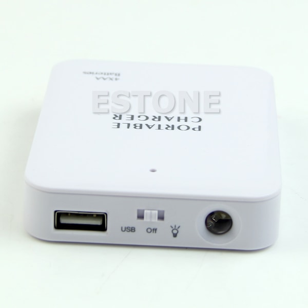 1 st Ny 4X AA Batteri USB Power Bank Nödladdare för Fodral För Mobiltelefon White