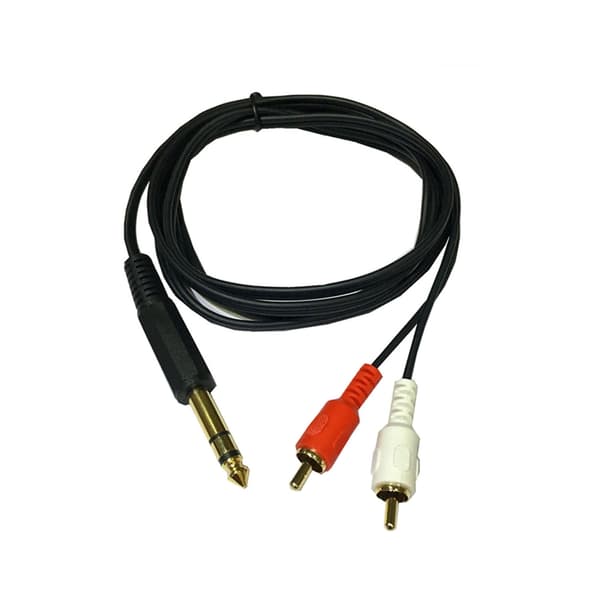 Forgyldt 6,35 mm til 2xRCA Jack-kabel Han til Han Stereo-adapter Aux-ledning 1.5m