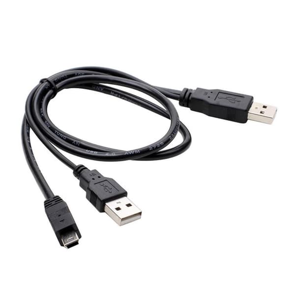 Dobbel USB A til Mini 5Pin Y-kabel Samtidig dataoverføring og strømforsyning 1pc