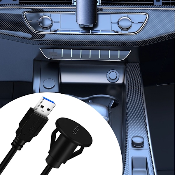 USB 3.0 Han till Typ-C Hon Flush Mount Panel Kabel för Bil Båt Instrumentbräda