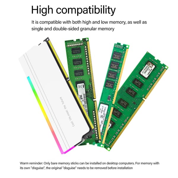 Programmerbar ARGB LED Hukommelseskølerblæser DDR4 DDR5 Desktop Laptop Køleplade Gray