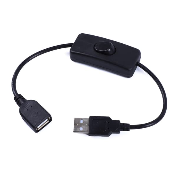 30 cm USB-jatkoadapterikaapeli virtakytkimellä USB-lampulle ja USB-tuulettimelle Black