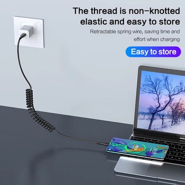 Retraktil USB A till Typ C Laddningskabel 480 Mbps Universal för USB-C Enheter