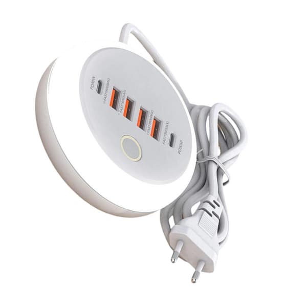 Multiport USB Type C opladningsadapter 6 enheder samtidig opladning 2 Type C