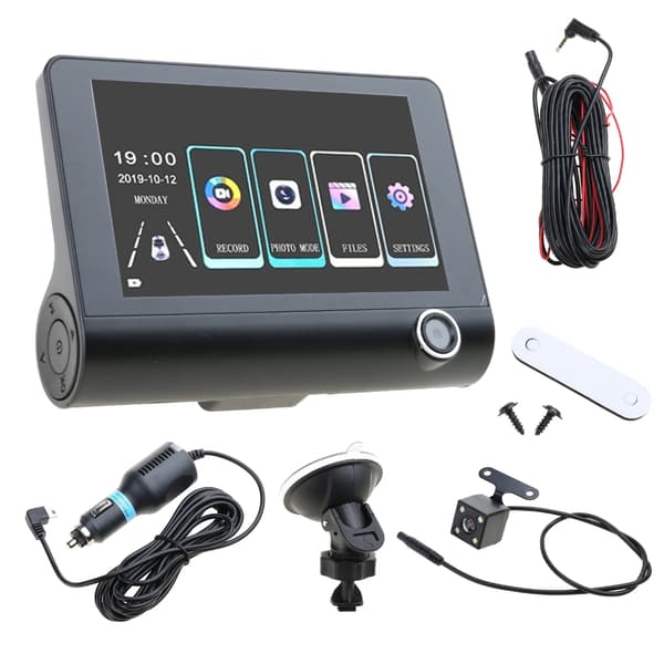 Full High-Definition Dual-Lens Bilkamera DVR 4.0 tums LCD-skärm Loop-inspelning null - Button front 