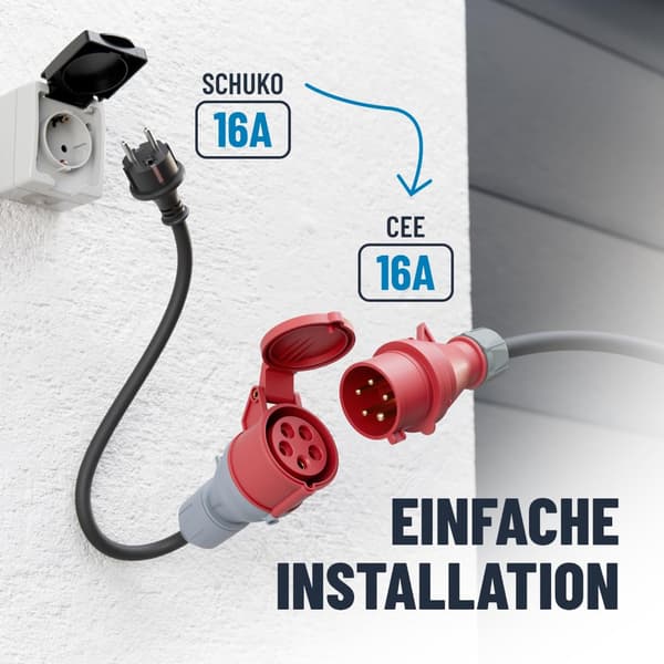 16A Schuko til CEE 5-benet strømadapter til elbilopladningsadapter 16A 11KW