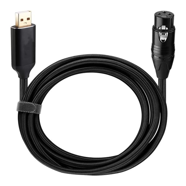 USB 3-pin mikrofonadapterkabel for elektrisk gitar, keyboard og datamaskin 2m