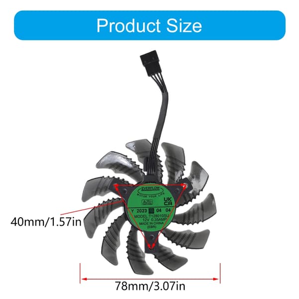 GPU-køleventilator 78mm PLD08010S12HH 4Pin 12V VGA-grafikkortventilator til 3050 3060 3060TI GAMING OC null - B