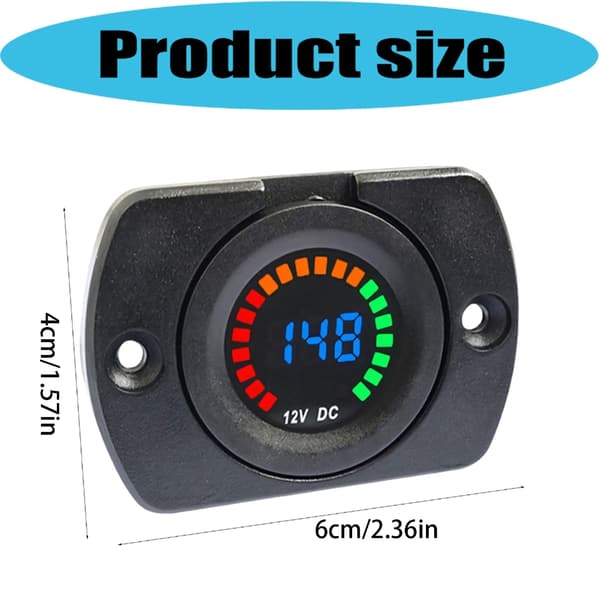 Høysynlig bilspenningsmonitor med fargedisplay for 12V til 24V systemer null - Concave 