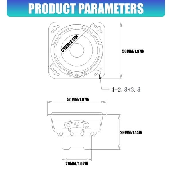 2 tommer 4Ohm 10W NdFeB magneter højttaler til Bluetooth-kompatibelt bærbart gør-det-selv lydsystem 1 pack
