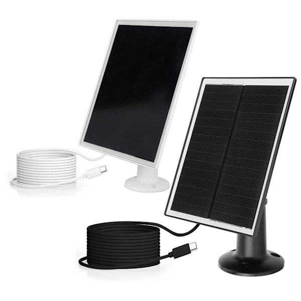Solpanel för övervakningskamera, 6W Solpanel Typ-C, Kamera Solpanel för uppladdningsbart batterikamera White