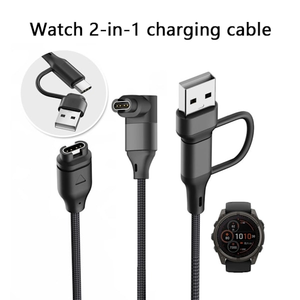 Strømadapter Magnetisk Stik USB/USB C Opladerkabelledning til 8/7/6/5 Ur null - Elbow