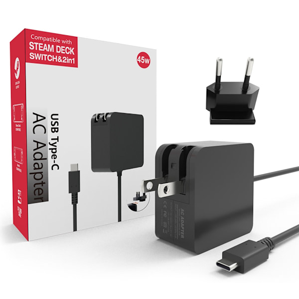 EU-kontakt Snabbladdare för Steamdeck USB-C Typ-C Strömadapter Konsolladdare