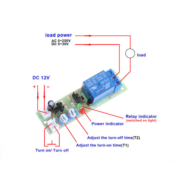 12V for DC Infinite Cycle Delay Timing Timer Relay PÅ AV Bryter Loop Modul Tri