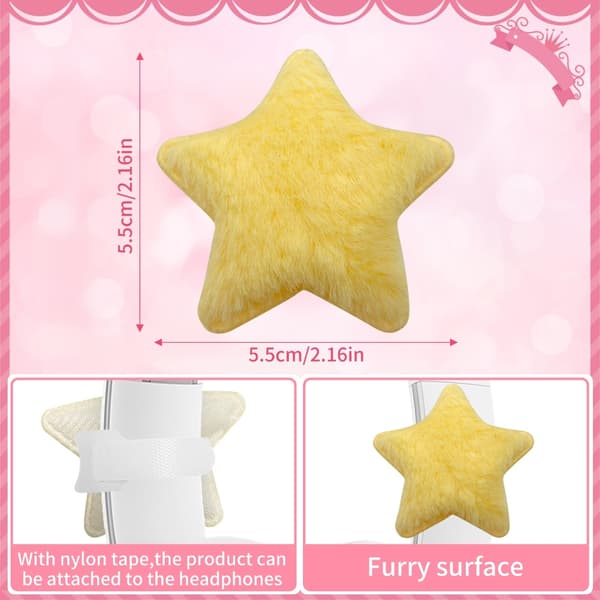 Gule Fluffy Stjerneformede Headset Tilbehør 5,5 cm til at Personliggøre Dine Hovedtelefoner