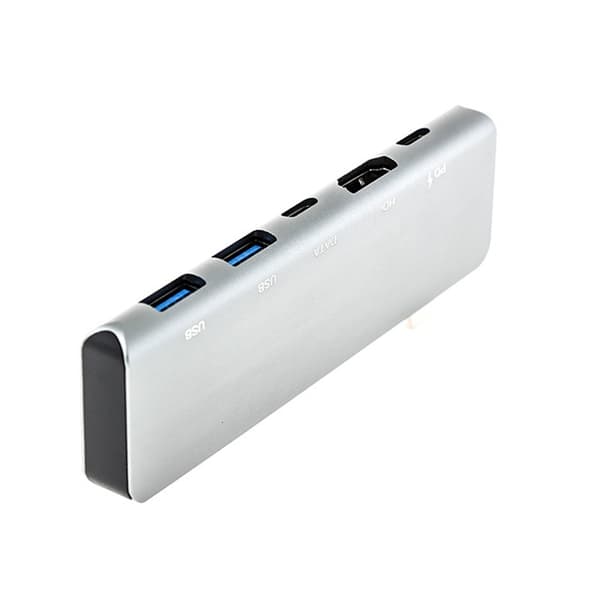 Aluminium 5-i-1 USB C-hub til hurtig strømforsyning og problemfri skærmdeling