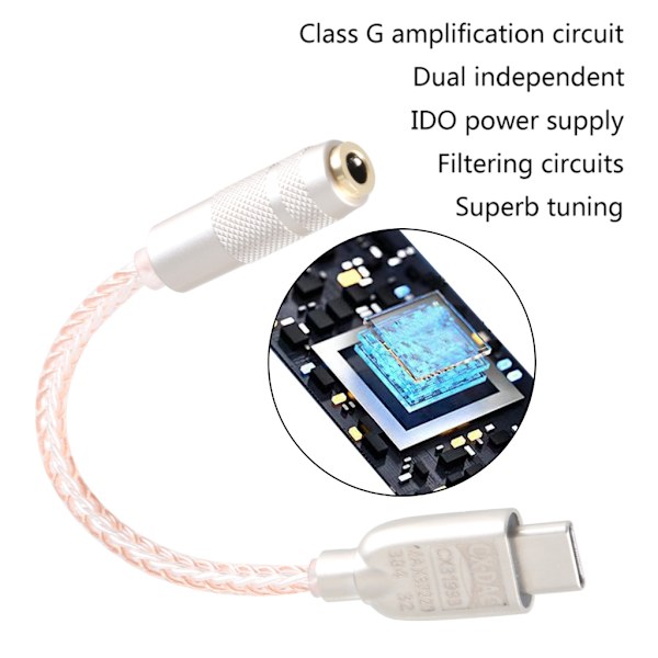 Uppgraderad Digital Ljudförstärkare CX31993 MAX97220 Chip Typ C 3,5 mm AMP HiFi-adapter 32-bitars/384 kHz Hörlurs-DAC-adapter