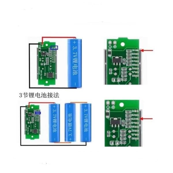 LiBattery Kapacitet LED Display Modul Til Lithium Batterikapacitet 1S Til 8S Green