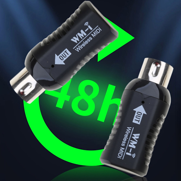 5-PIN Trådlös MIDI-adapter med låg latens MIDI Gitarrsystem Mottagare Sändare Black