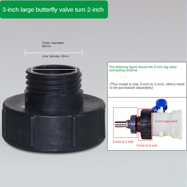 IBC Tank Vandslange Adapter Fitting 3 Tommer til 2 Tommer Rørhane Konnektor