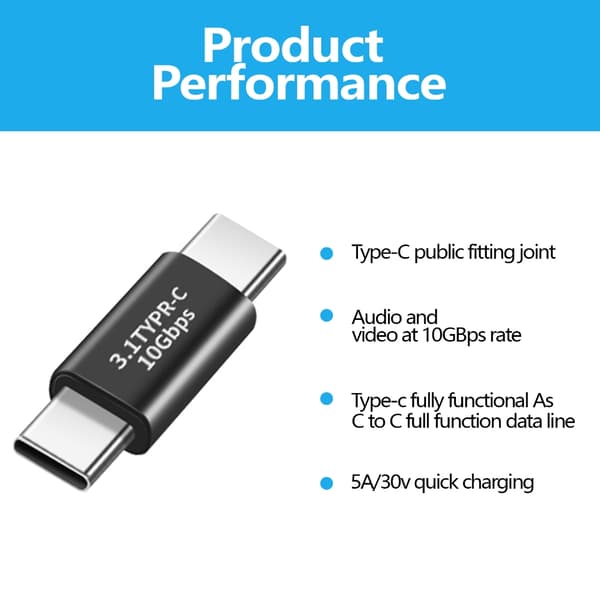 USB C Forlængere Adaptere Super Hurtig Opladning & Op til 10 Gbps Dataoverførsel null - C