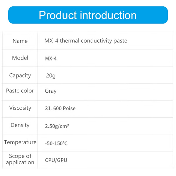 Kølepasta 20g MX4 Kølepasta Processor Til PC CPU GPU Printer Køling Og Varmeafledning Applikationer MX-4