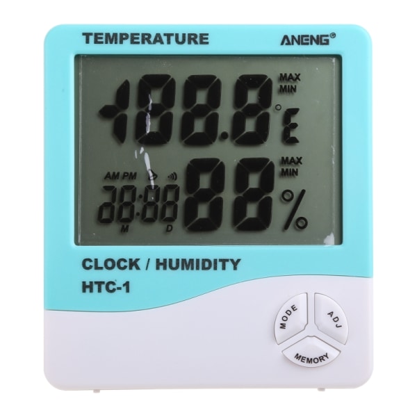Digital termometer Hygrometer Lcd Dubbel temperatur väckarklocka inomhus utomhus Green