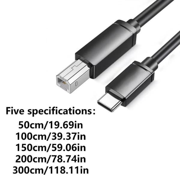 USB Type C - USB2.0 Type B -tulostinkaapeli USB - neliöporttitulostusdatakaapeli 50cm