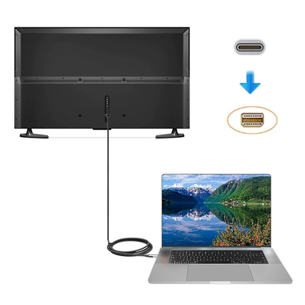 1.8m USB-C till DisplayPort 4K @60Hz Typ-C till DP-kabel HBR3 Alt Mode-adapter
