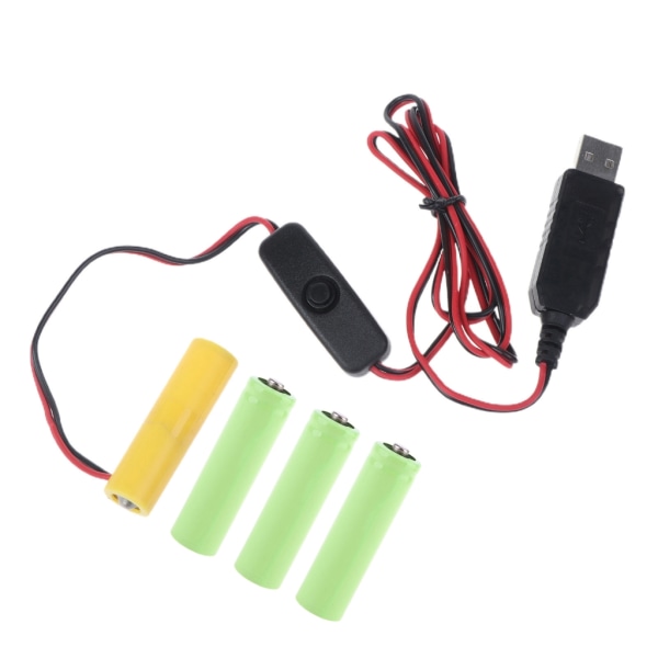 Universal 6V LR6 AA batterieliminator Byt 4st 1,5V AA-batteri för LED-ljus elektronisk leksak med switch USB power