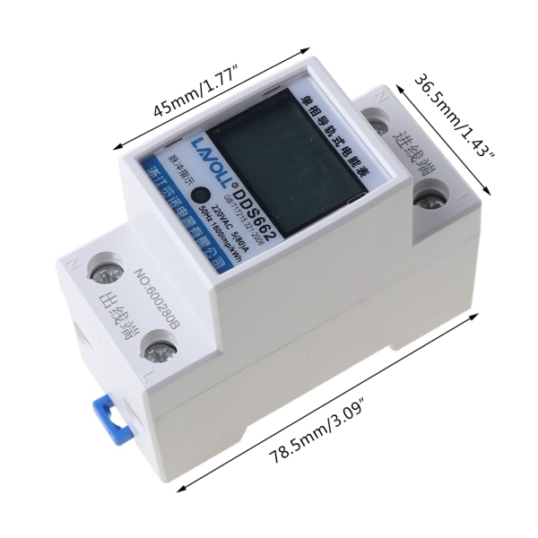 Digital Enfasig Energimätare Testare Elförbrukning Övervakare 230V 50Hz Ampermätare Effekt Voltmeter Amperemeter Spänning