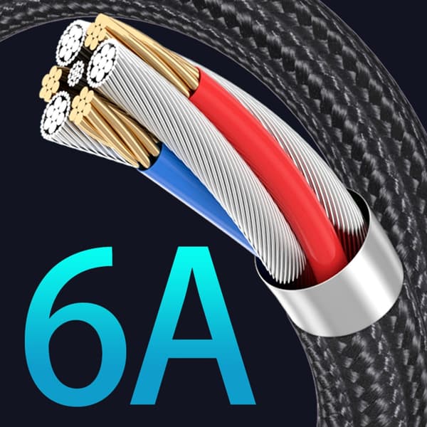 Snabb Laddning Nylon USB till Typ C Kabel 6A Snabb Dataöverföring för Surfplattor 0.5m double elbow