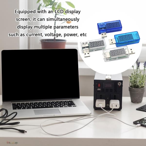 USB Tester Voltmetermultimeter for overvåking av ladeeffektivitet og sikkerhet Blue - Straight head