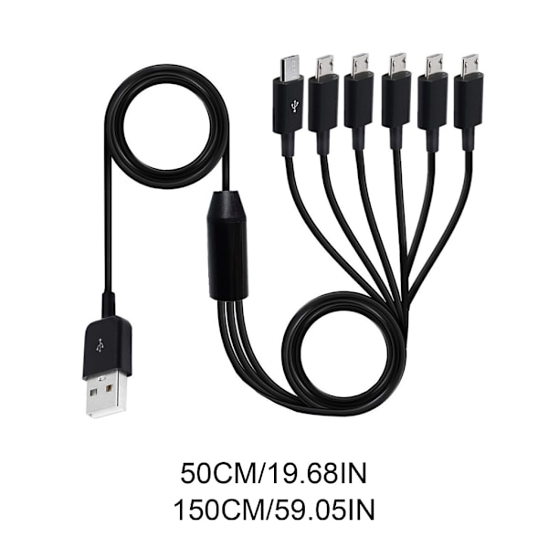 USB 2.0 Typ A Hane till 6 Micro USB Hane Splitter Data Synkronisering och Laddningskontakt 1.5m
