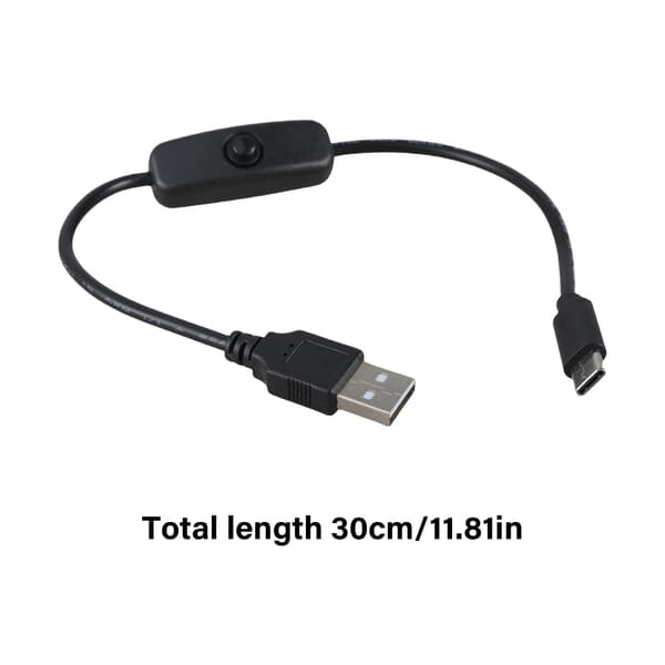 USB A till Typ C Strömkabeladapter med Brytare USB till Typ C Hane Strömkabel