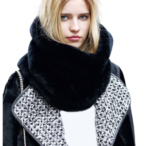 Faux Hair Halsvarmer Åndbart Tørklæde Vinter Mode Tilbehør Let at Bære Black