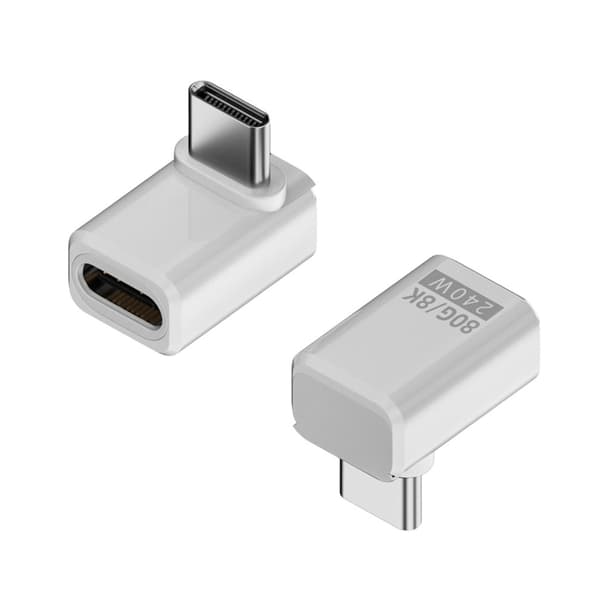 USB Typ C Adapter 240W 80Gbps 8K@60Hz för Thunderbolt4/5 Enheter för Effektiv Dataöverföring White - Side bend